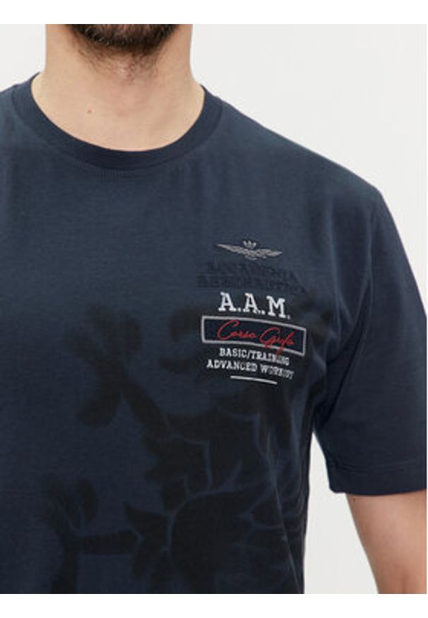 Aeronautica Militare T-Shirt 241TS2200J584 Granatowy Regular Fit. Kolor: niebieski. Materiał: bawełna