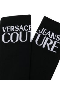 Versace Jeans Couture - VERSACE JEANS COUTURE - Czarne skarpety z logo. Kolor: czarny. Materiał: materiał. Wzór: aplikacja #2