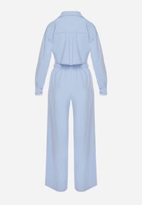 Born2be - Niebieski Komplet w Stylu Utility Krótka Koszula i Szerokie Spodnie z Gumką w Pasie Lysianne. Kolor: niebieski #6