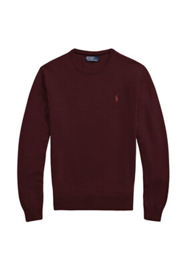 Polo Ralph Lauren Sweter 710974148008 Bordowy Regular Fit. Typ kołnierza: polo. Kolor: czerwony. Materiał: wełna