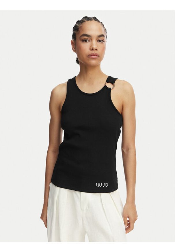 Liu Jo Beachwear Top VA6122 J4822 Czarny Regular Fit. Kolor: czarny. Materiał: bawełna