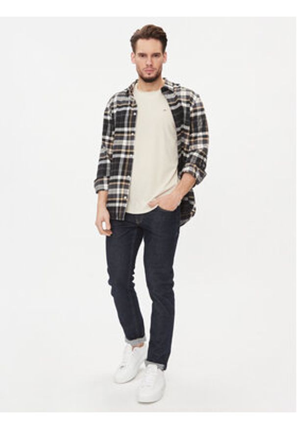 Tommy Jeans T-Shirt Jaspe DM0DM09586 Beżowy Slim Fit. Kolor: beżowy. Materiał: syntetyk, bawełna