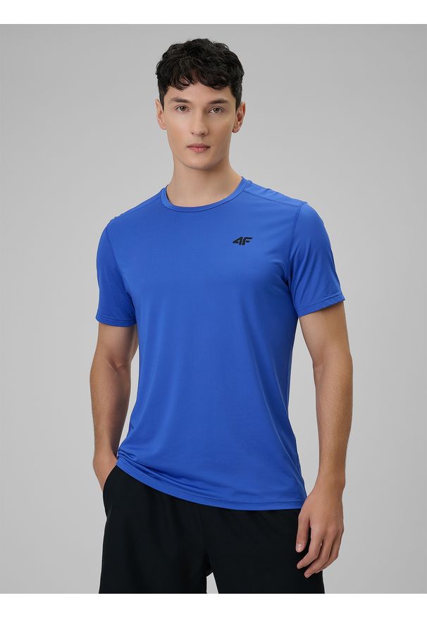 4f - 4F Koszulka treningowa regular szybkoschnąca męska - niebieska XXL. Kolor: niebieski. Materiał: skóra. Sport: fitness