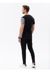 Ombre Clothing - T-shirt męski bawełniany - czarny V1 S1630 - L. Kolor: czarny. Materiał: bawełna #4
