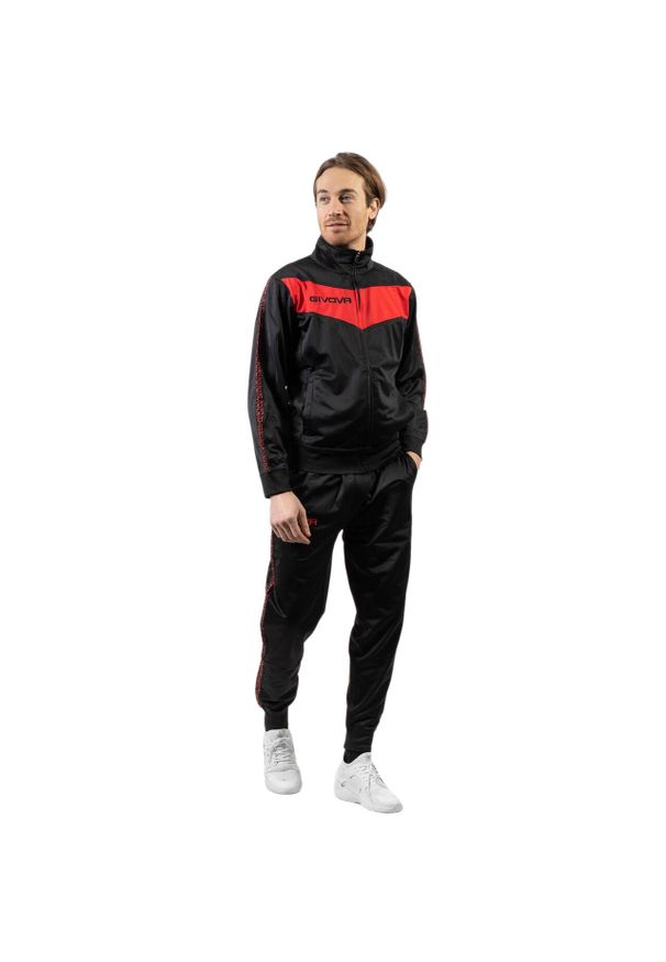 Dres Givova Tuta Visa Black. Kolor: czarny, czerwony, wielokolorowy. Materiał: dresówka