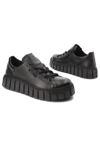 Czarne Sneakersy Pollonus Wygodne Skórzane Buty Damskie. Okazja: na spacer, na co dzień. Kolor: czarny. Materiał: skóra. Sport: turystyka piesza #8