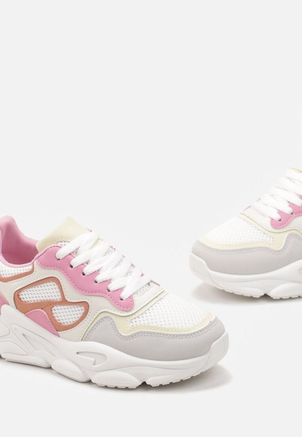 Born2be - Ciemnoróżowe Sneakersy na Grubej Podeszwie Pira. Kolor: różowy