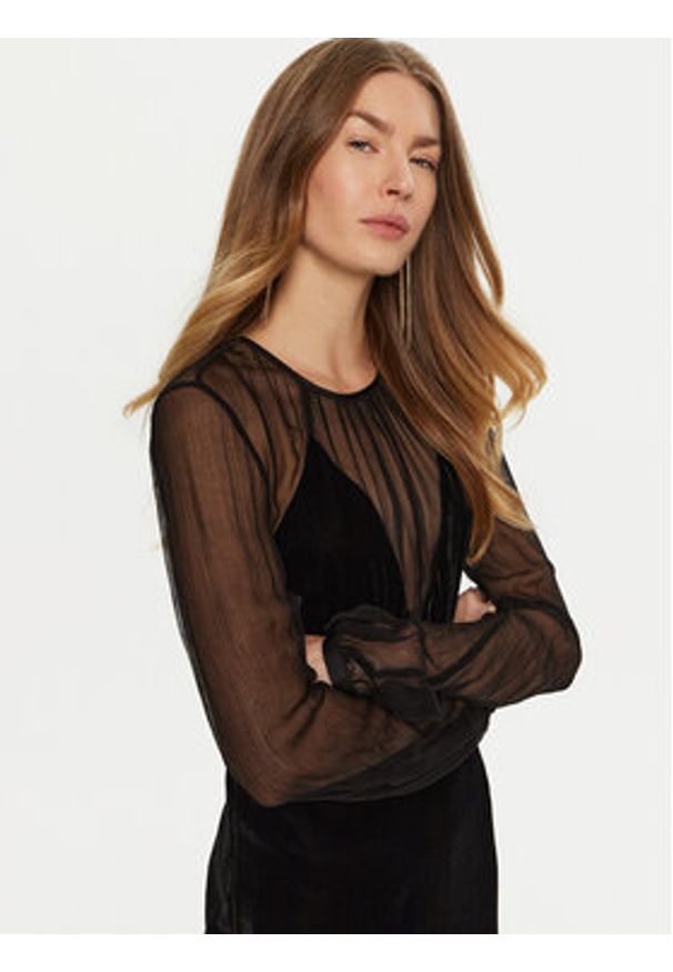 TwinSet - TWINSET Sukienka koktajlowa 242TT2180 Czarny Slim Fit. Kolor: czarny. Materiał: welur, wiskoza. Styl: wizytowy