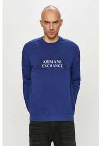 Armani Exchange - Bluza bawełniana. Okazja: na co dzień. Kolor: niebieski. Materiał: bawełna. Wzór: nadruk. Styl: casual #1