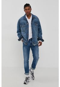 Wrangler Kurtka jeansowa męska przejściowa. Okazja: na co dzień. Kolor: niebieski. Materiał: jeans. Styl: casual, klasyczny #1