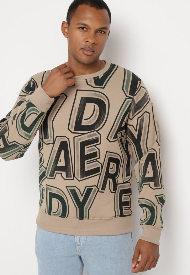 Born2be - Ciemnobeżowa Bluza z Polarem i Bawełną Zakończona Ściągaczami Yolaria. Okazja: na co dzień. Kolor: beżowy. Materiał: bawełna, polar. Długość rękawa: długi rękaw. Długość: długie. Styl: klasyczny, casual, sportowy