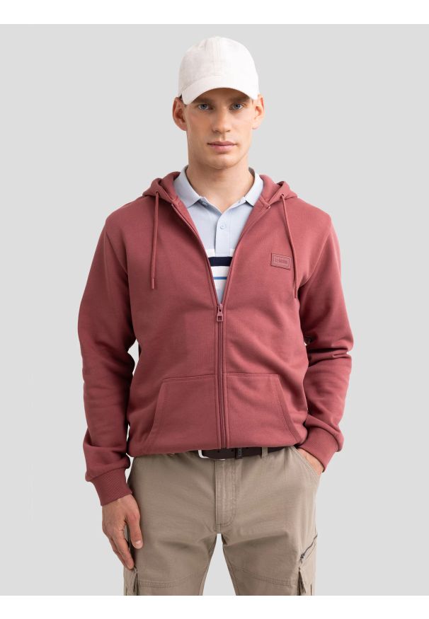 Big-Star - Bluza męska rozpinana z kapturem ciemnoróżowa Artish 602. Okazja: na co dzień. Typ kołnierza: kaptur. Kolor: różowy. Materiał: dzianina, jeans. Styl: casual, elegancki