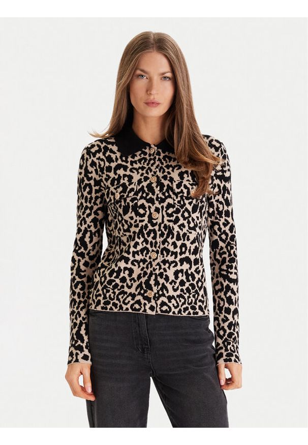 Morgan Kardigan 252-MBOLEO Beżowy Regular Fit. Kolor: beżowy. Materiał: wiskoza, syntetyk