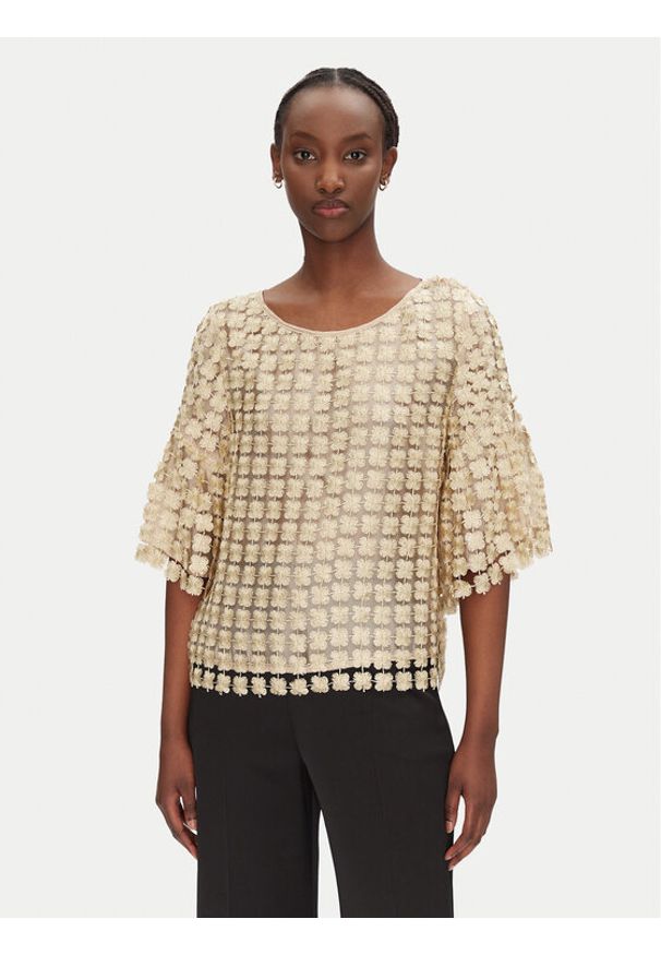 Bruuns Bazaar Bluzka Carisa BBW4529 Złoty Loose Fit. Kolor: złoty. Materiał: syntetyk
