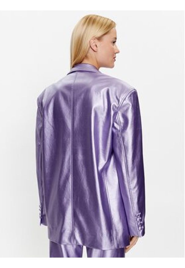 ROTATE Marynarka Embossed Pu 1000932225 Fioletowy Oversize. Kolor: fioletowy. Materiał: skóra