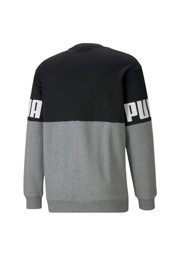 Puma - Męska Bluza Power Colour Block Z Okrągłym Dekoltem. Kolor: wielokolorowy, czarny, szary