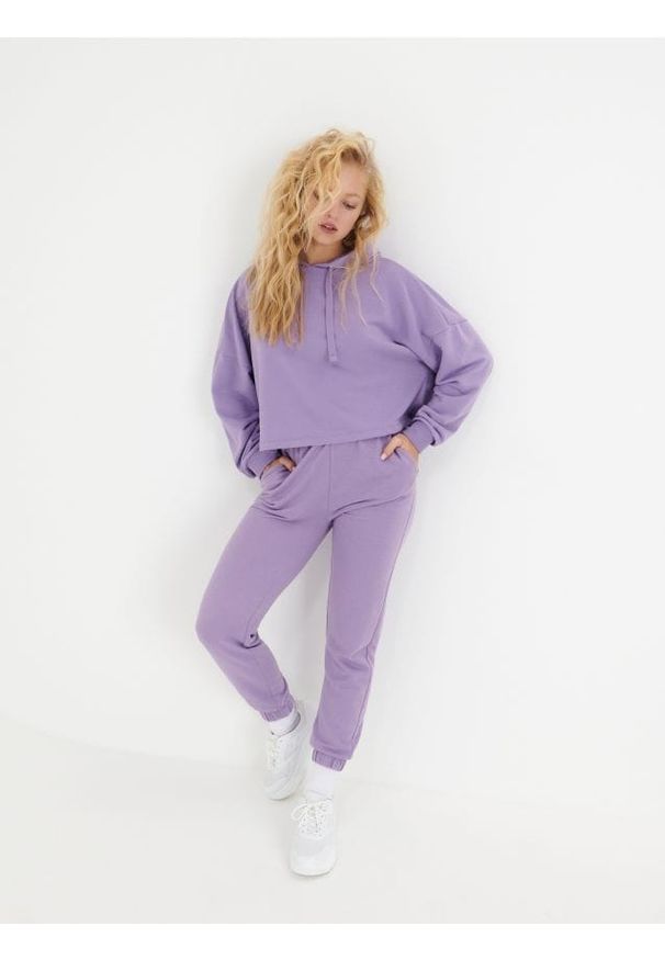 Sinsay - Spodnie dresowe basic - fioletowy. Kolor: fioletowy. Materiał: dresówka