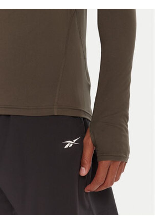 Reebok Koszulka techniczna RK25177CCM Khaki Regular Fit. Kolor: brązowy. Materiał: syntetyk