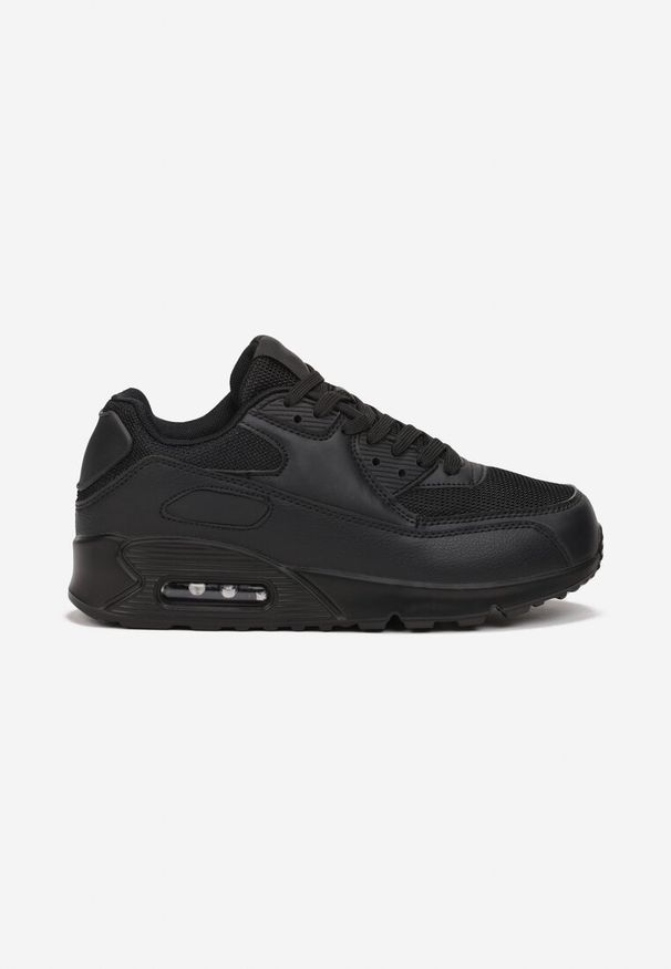 Renee - Czarne Sznurowane Sneakersy na Grubej Podeszwie Sayre. Wysokość cholewki: przed kostkę. Kolor: czarny. Szerokość cholewki: normalna