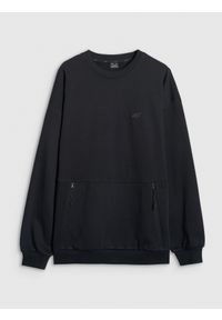 4f - 4F Bluza dresowa nierozpinana bez kaptura męska - czarna S. Okazja: na co dzień. Typ kołnierza: bez kaptura. Kolor: czarny. Materiał: dresówka. Styl: klasyczny, casual