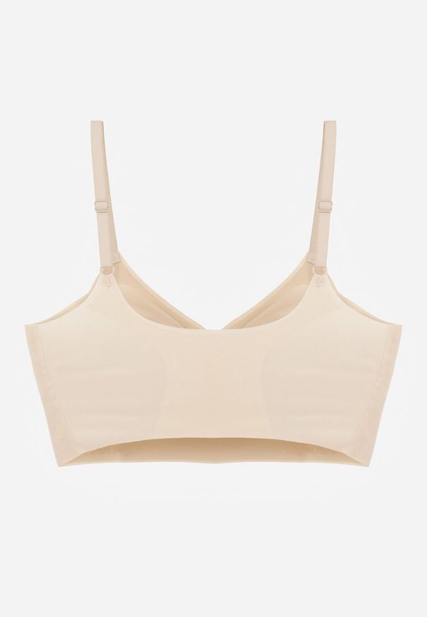 Renee - Beżowy Elastyczny Biustonosz Bezszwowy Bez Fiszbin Edaelia. Kolor: beżowy. Materiał: jeans