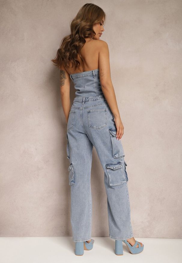 Renee - Niebieski Kombinezon z Długimi Nogawkami Zapinany na Guziki Liaressa. Kolor: niebieski. Długość: długie. Styl: elegancki