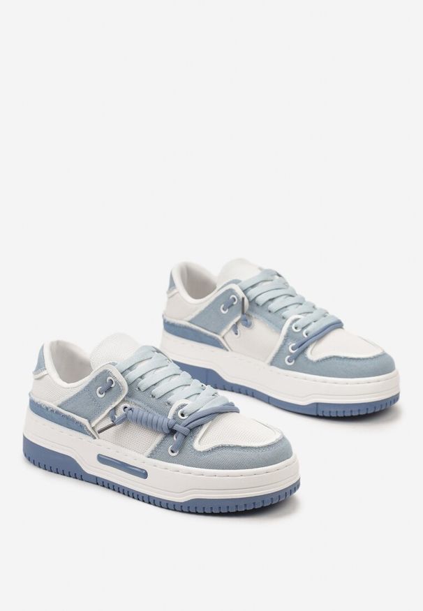 Renee - Niebieskie Sneakersy na Platformie z Ozdobnymi Sznurówkami Aqara. Kolor: niebieski. Obcas: na platformie