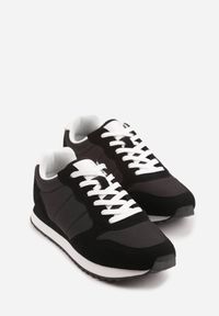 Born2be - Czarne Buty Sportowe Sneakersy z Pikowanymi Przeszyciami Nelis. Okazja: na spacer, na co dzień. Kolor: czarny. Materiał: jeans, dresówka. Szerokość cholewki: normalna. Sport: fitness, turystyka piesza #2