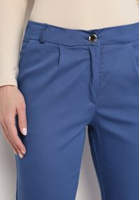 Born2be - Granatowe Spodnie z Regularną Talią i Gumką w Pasie Suirelle. Kolor: niebieski. Styl: elegancki #5