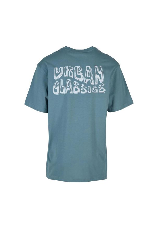 Urban Classics - Koszulka Męska Shiny Logo Tall. Kolor: niebieski. Sport: turystyka piesza