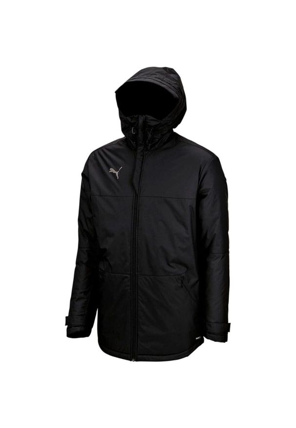 Kurtka Puma Teamfinal Parka Jacket, Mężczyźni. Kolor: czarny. Materiał: poliester, materiał. Sport: piłka nożna