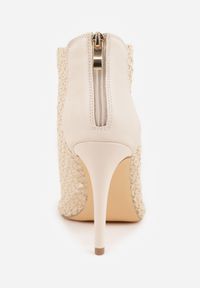 Born2be - Jasnobeżowe Sandały Vices na Szpilce z Ażurową Cholewką Nelathra. Okazja: na imprezę. Kolor: beżowy. Wzór: ażurowy. Obcas: na szpilce. Styl: elegancki, wizytowy #9