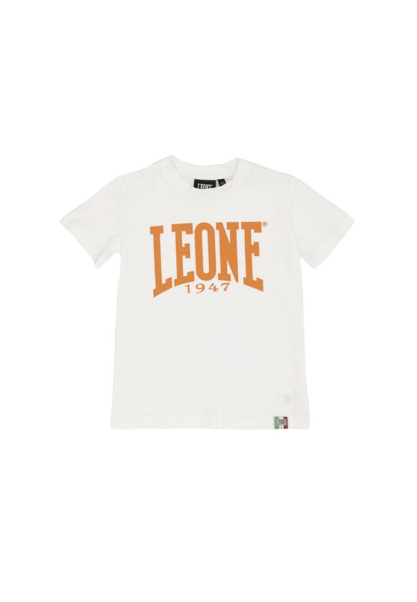 LEONE 1947 APPAREL - Dziecięcy t-shirt basic Leone z krótkim rękawem. Kolor: biały. Długość rękawa: krótki rękaw. Długość: krótkie. Sport: joga i pilates