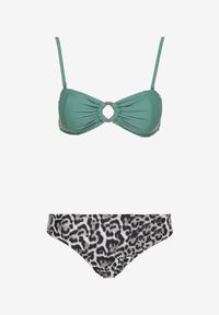 Born2be - Ciemnozielone Bikini w Zwierzęcy Print Mihella. Kolor: zielony. Wzór: nadruk, motyw zwierzęcy