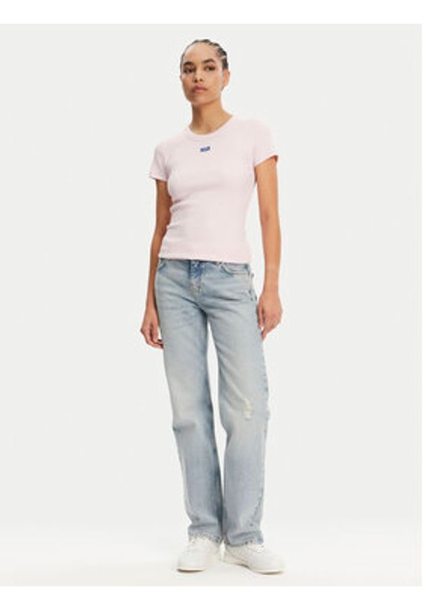 Hugo - HUGO T-Shirt Easy 50523924 Różowy Slim Fit. Kolor: różowy. Materiał: bawełna