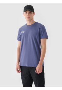 4f - 4F T-shirt regular gładki męski - niebieski S. Okazja: na co dzień. Kolor: niebieski. Materiał: dzianina, bawełna, jersey. Długość rękawa: krótki rękaw. Długość: krótkie. Wzór: gładki. Styl: klasyczny, sportowy, casual