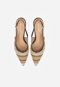 Born2be - Brązowe Sandały Ozdobione Plecionką Oaratune. Okazja: na co dzień. Zapięcie: sprzączka. Kolor: brązowy. Wzór: aplikacja. Materiał: jeans. Sezon: lato. Obcas: na obcasie. Styl: casual, klasyczny, elegancki. Wysokość obcasa: średni #2