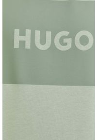 Hugo - HUGO bluza bawełniana męska kolor zielony z nadrukiem. Kolor: zielony. Materiał: bawełna. Wzór: nadruk #5
