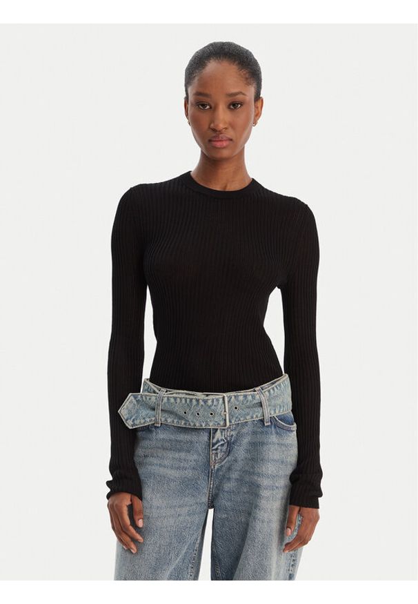 Hugo - HUGO Sweter Somya_B 50554221 Czarny Slim Fit. Kolor: czarny. Materiał: wiskoza