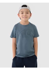 4f - 4F T-shirt z nadrukiem chłopięcy - turkusowy 152 (11-12 lat). Okazja: na co dzień. Kolor: turkusowy. Materiał: jersey, bawełna, dzianina. Długość rękawa: krótki rękaw. Długość: krótkie. Wzór: nadruk. Sezon: lato. Styl: sportowy, klasyczny, casual #1