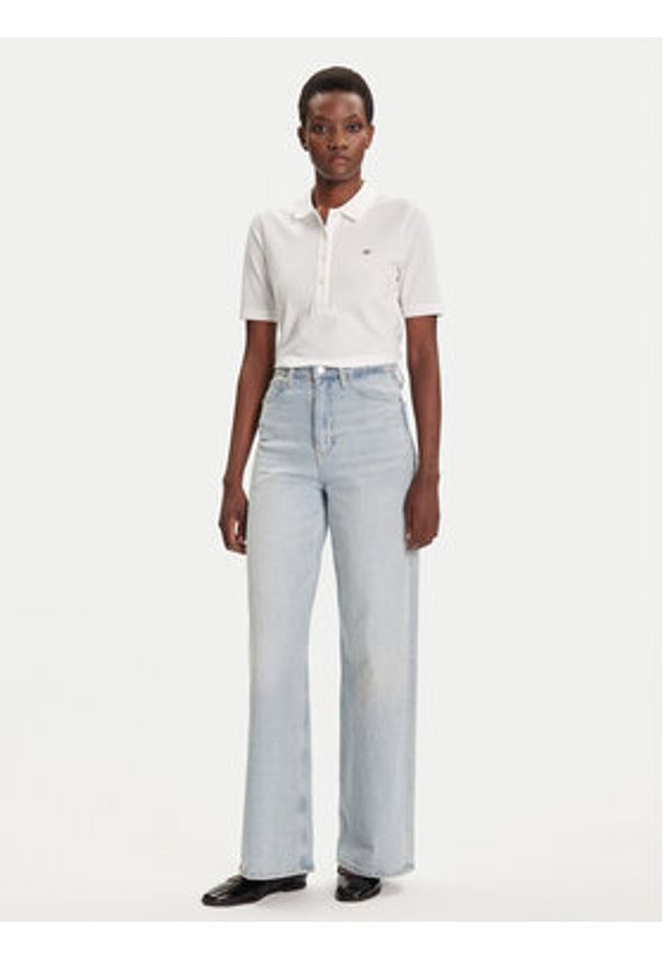 GANT - Gant Polo Shield 4202231 Écru Slim Fit. Typ kołnierza: polo. Materiał: bawełna