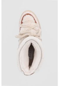 Inuikii - Śniegowce skórzane. Nosek buta: okrągły. Zapięcie: sznurówki. Kolor: beżowy. Materiał: skóra. Obcas: na koturnie #4