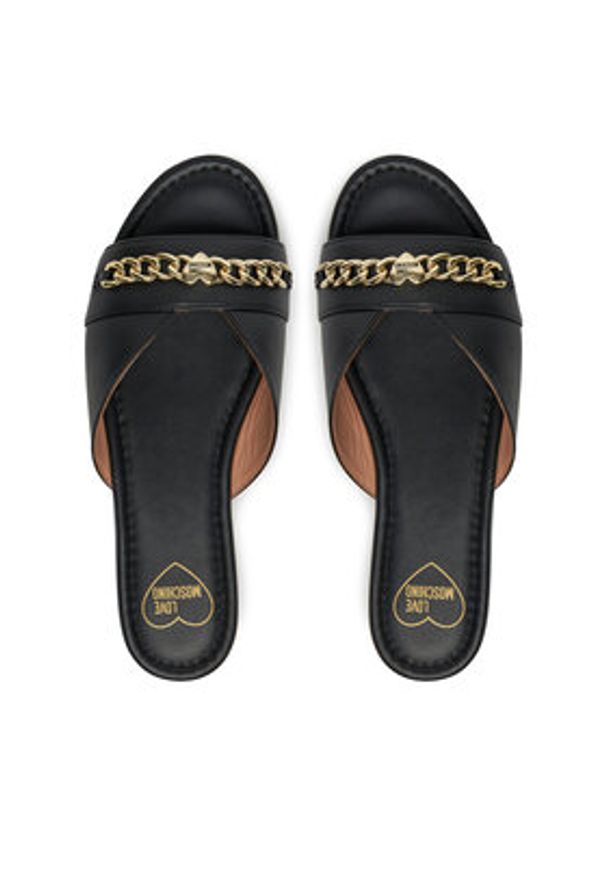 Love Moschino - LOVE MOSCHINO Klapki JA28151G0MIE0000 Czarny. Kolor: czarny. Materiał: skóra