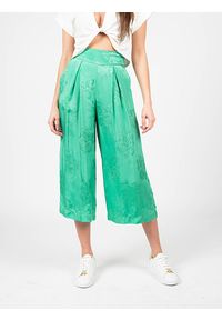 Pinko Spodnie "Teso 1" | 1G161F 8405 | Teso 1 | Kobieta | Zielony. Stan: podwyższony. Kolor: zielony. Materiał: wiskoza. Wzór: aplikacja, kwiaty #5