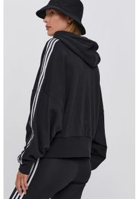adidas Originals Bluza bawełniana damska kolor czarny z kapturem gładka. Typ kołnierza: kaptur. Kolor: czarny. Materiał: bawełna. Wzór: gładki #5