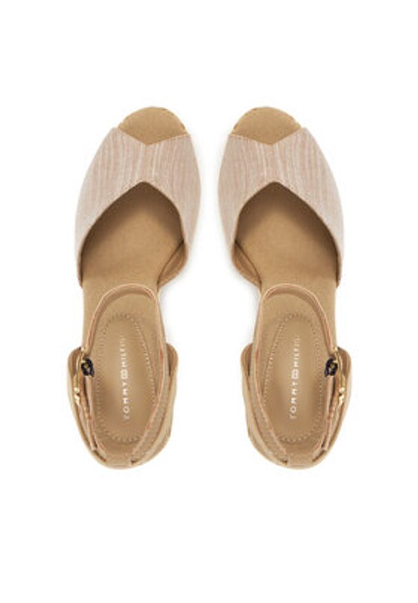 TOMMY HILFIGER - Tommy Hilfiger Espadryle Chambray High Wedge Espadrille FW0FW08588 Beżowy. Kolor: beżowy. Materiał: materiał