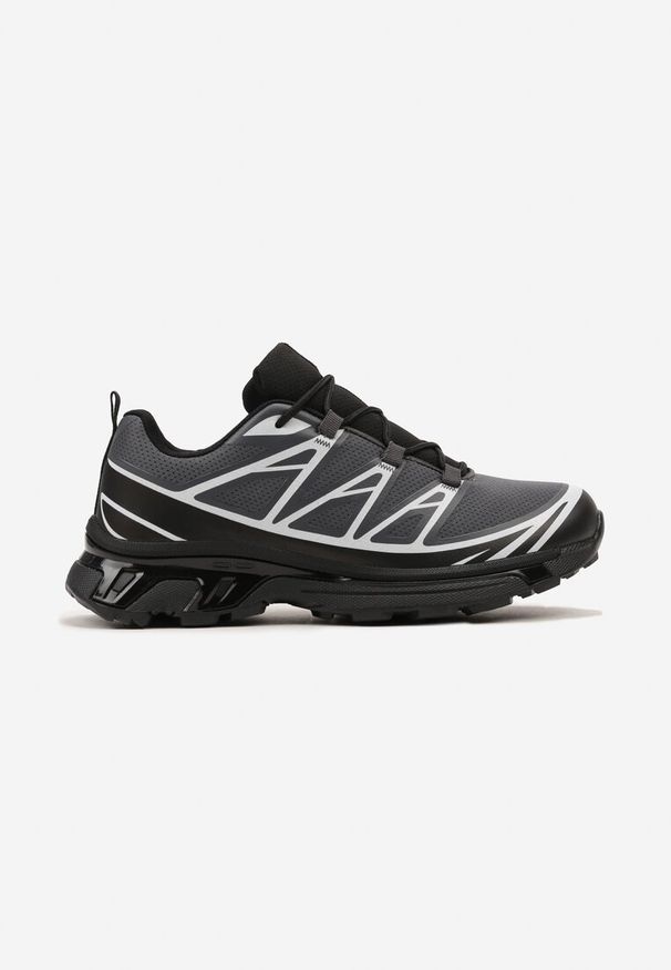 Born2be - Szare Sneakersy przed Kostkę Ściągane Gumką z Ozdobnymi Wstawkami na Cholewce Axliara. Wysokość cholewki: przed kostkę. Nosek buta: okrągły. Kolor: szary. Materiał: materiał. Szerokość cholewki: normalna. Obcas: na obcasie. Wysokość obcasa: niski