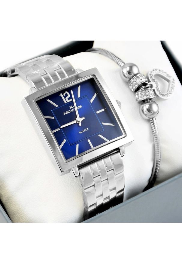 Zestaw damski zegarek Jordan Kerr P9010 srebrny z bransoletką. Kolor: srebrny