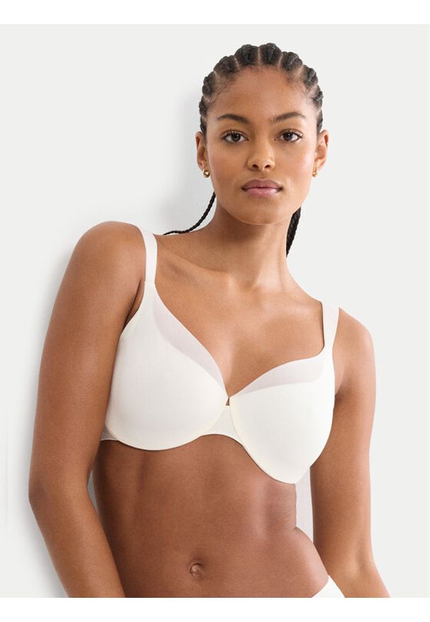 Triumph Biustonosz z fiszbiną Illusion Curve 10224856 Kremowy. Kolor: kremowy. Materiał: syntetyk