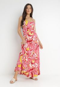 Born2be - Różowa Sukienka Hyriope. Kolor: różowy. Materiał: wiskoza. Długość rękawa: bez rękawów. Wzór: nadruk. Sezon: lato. Długość: maxi #1